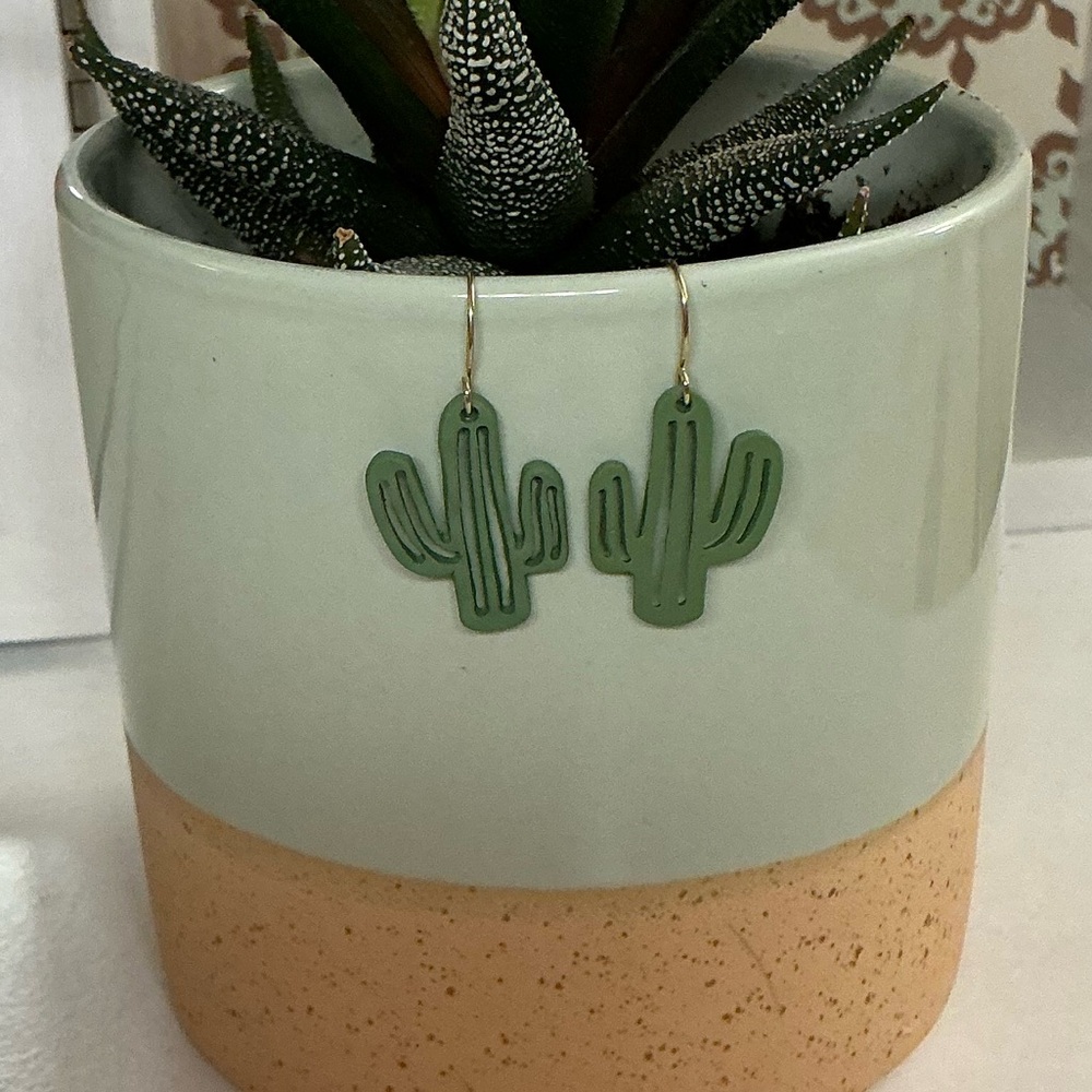 Cactus-Shaped Green Earrings